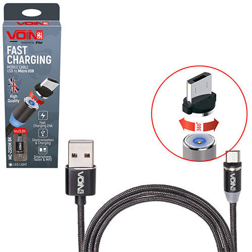 Кабель магнитный VOIN MC-2301M BK USB - Micro USB 2,4А, 1m, black (только зарядка) (MC-2301M BK), Черный
Кабель магнитный VOIN MC-2301M BK USB - Micro USB 2,4А, 1m, black (только зарядка) (MC-2301M BK), Черный