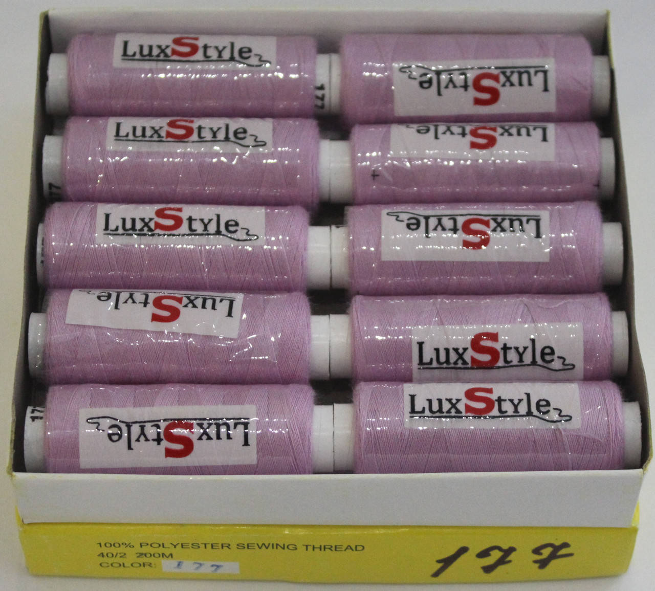 Нитки швейные LuxStyle 40/2-200м (100% полиэстeр) №177, Разные цвета 
Нитки швейные LuxStyle 40/2-200м (100% полиэстeр) №177, Разные цвета