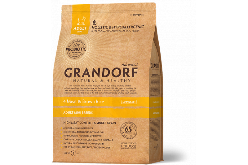 Grandorf Adult Mini - Грандорф Сухой корм 4 вида мяса с бурым рисом для мини пород от 1го года, 1 кг
Grandorf Adult Mini - Грандорф Сухой корм 4 вида мяса с бурым рисом для мини пород от 1го года, 1 кг