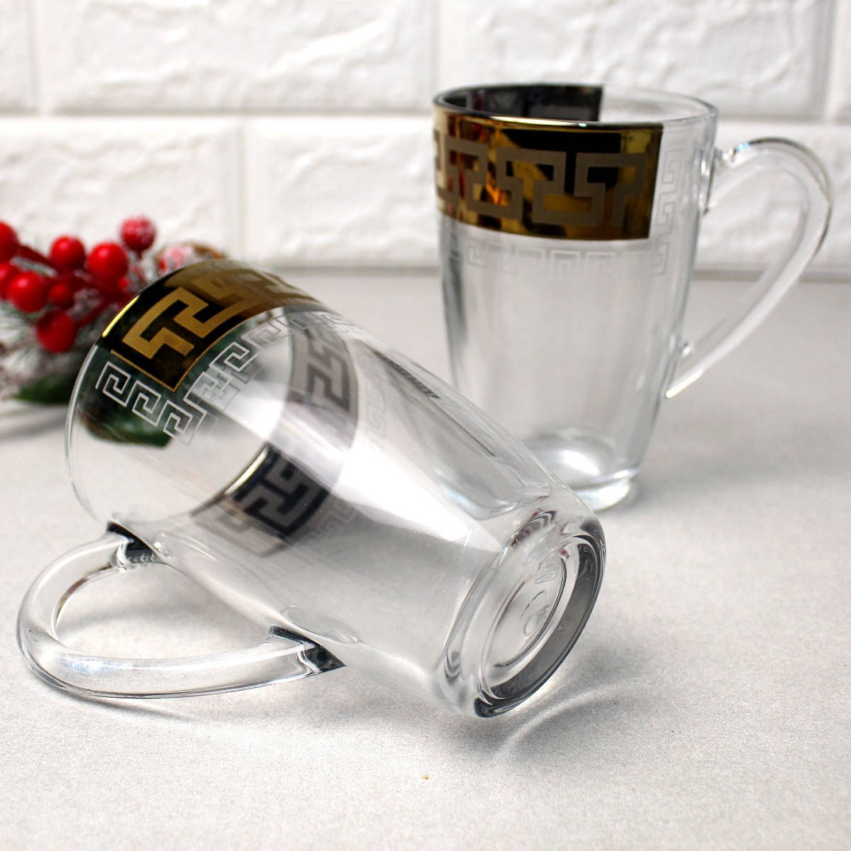 Набор больших чайных чашек с золотой каймой 2 шт Гусь-Хрустальный, Золотистый
Набор больших чайных чашек с золотой каймой 2 шт Гусь-Хрустальный, Золотистый