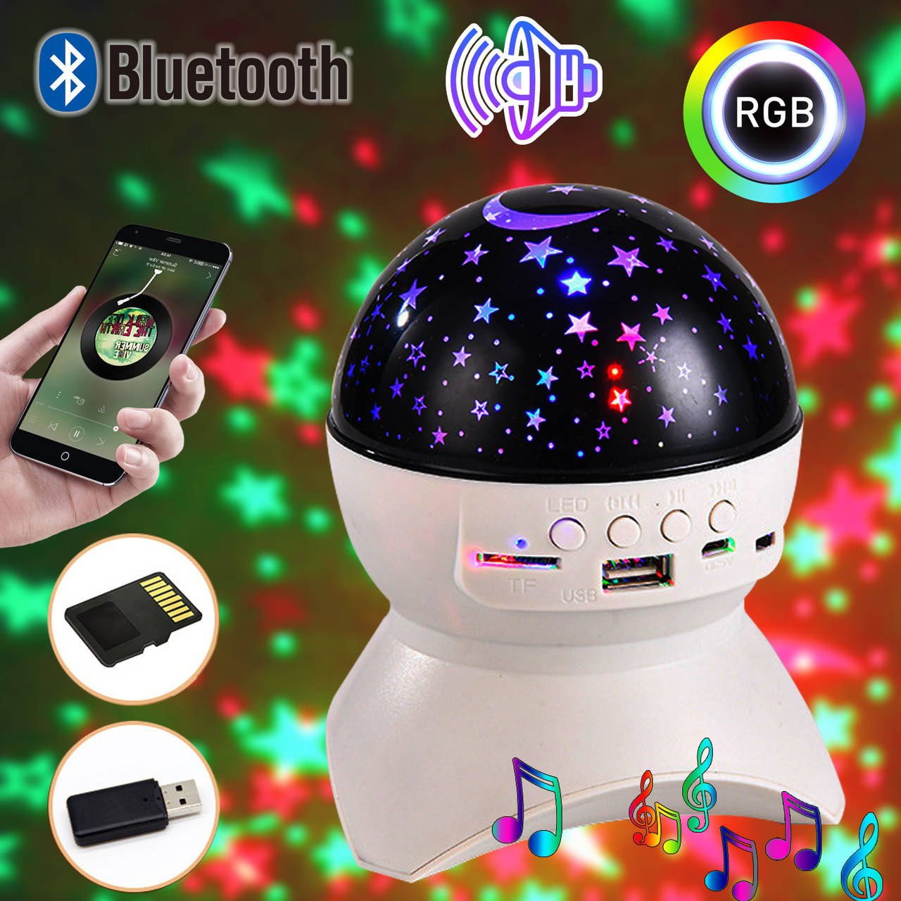 Музыкальный проектор звездного неба с колонкой WOW STAR Bluetooth аккумуляторный ночник с MP3 microSD SPG
Музыкальный проектор звездного неба с колонкой WOW STAR Bluetooth аккумуляторный ночник с MP3 microSD SPG