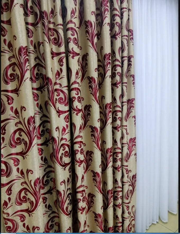 Бежевые шторы блэкаут (с бордовым узором). Светонепроницаемые шторы в спальню, зал, Бежевый
Бежевые шторы блэкаут (с бордовым узором). Светонепроницаемые шторы в спальню, зал, Бежевый