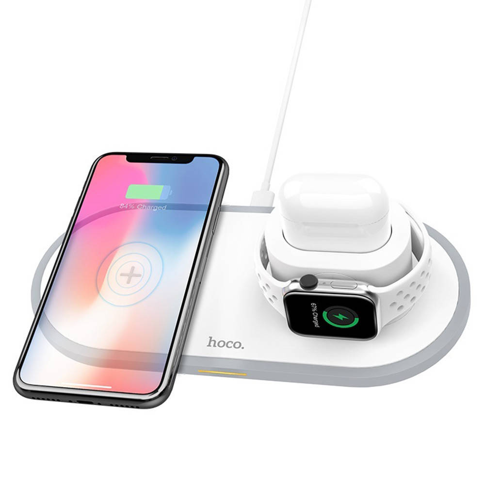 Беспроводное зарядное устройство Hoco CW21 3 В 1 для смартфонов с технологией Qi, Apple Watch, AirPods QC 3.0,
Беспроводное зарядное устройство Hoco CW21 3 В 1 для смартфонов с технологией Qi, Apple Watch, AirPods QC 3.0,