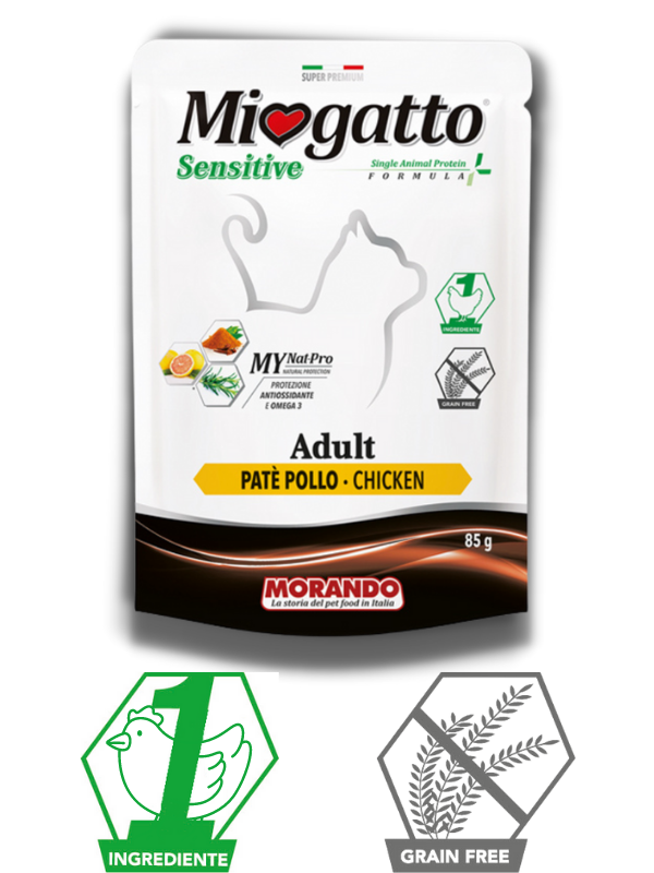 Монопротеиновые беззерновые консервы для кошек Morando MioGatto Sensitive Monoprotein, курица 85 g
Монопротеиновые беззерновые консервы для кошек Morando MioGatto Sensitive Monoprotein, курица 85 g