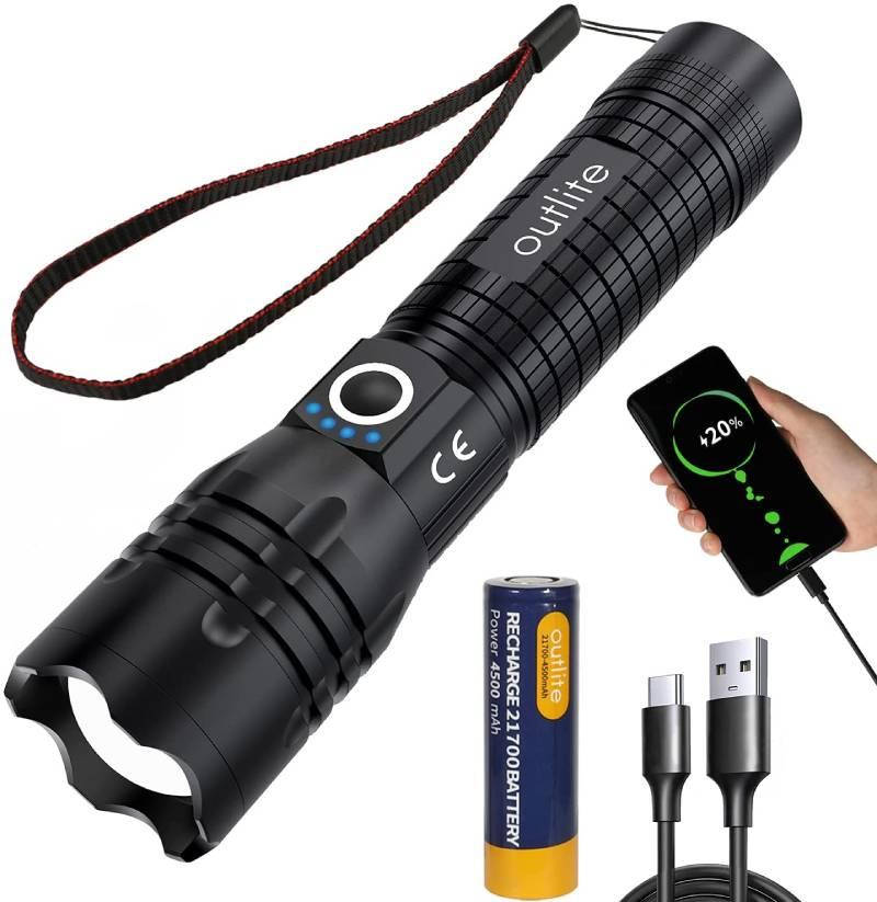 Ручной тактический фонарь Outlite FL-C05T с павербанком, аккумуляторный LED-фонарик с USB выходом, 1000 Лм, Черный
Ручной тактический фонарь Outlite FL-C05T с павербанком, аккумуляторный LED-фонарик с USB выходом, 1000 Лм, Черный