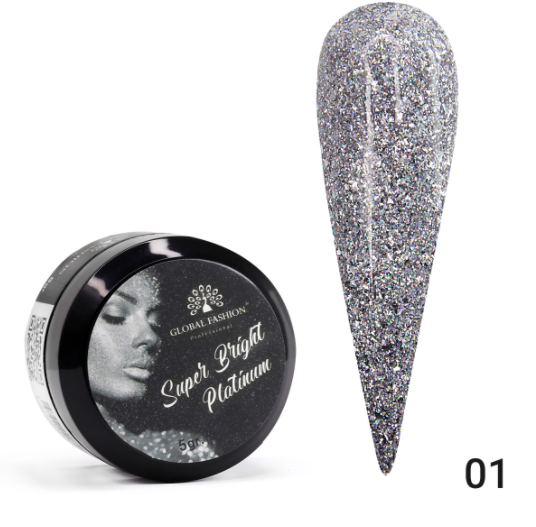 Гель краска Global Fashion Super Bright platinum 01, 5 мл
Гель краска Global Fashion Super Bright platinum 01, 5 мл