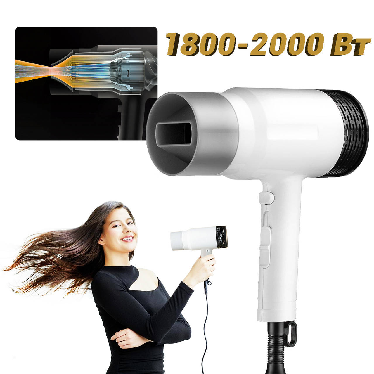Профессиональный парикмахерский фен для сушки и укладки 2000Вт | Мощный фен для волос TurboShape KKC
Профессиональный парикмахерский фен для сушки и укладки 2000Вт | Мощный фен для волос TurboShape KKC