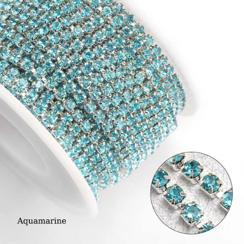 Стразовая цепь Плотная. SS12 Aquamarine - Серебро. Цена за 0,5м, Голубой
Стразовая цепь Плотная. SS12 Aquamarine - Серебро. Цена за 0,5м, Голубой