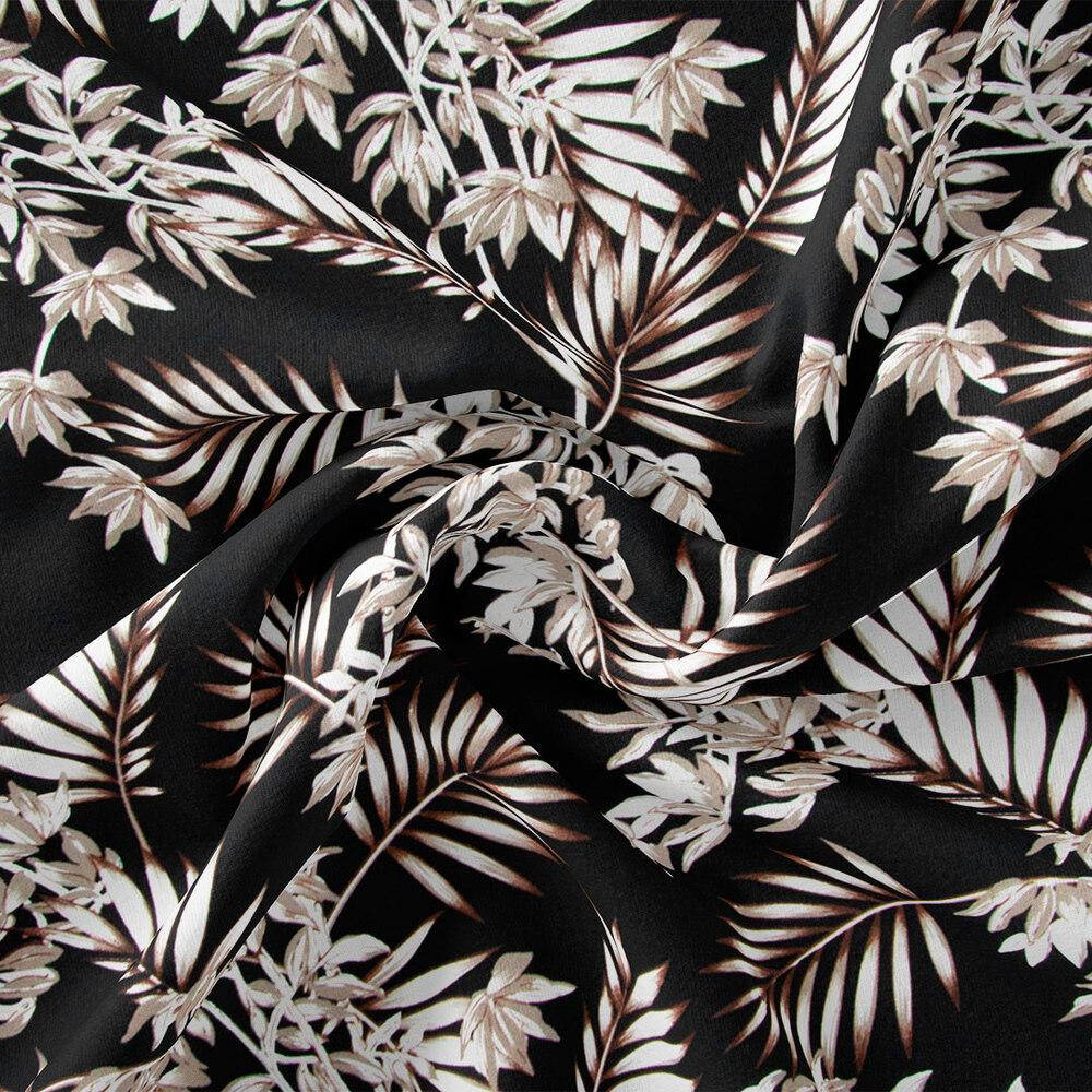 Ткань штапель твил принт тропіки чорний, Черный
Ткань штапель твил принт тропіки чорний, Черный