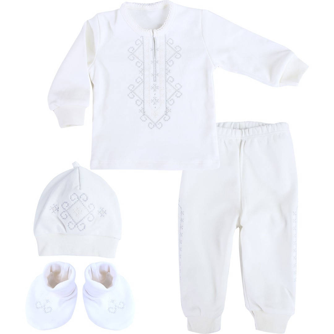 Комплект для крещения для мальчика белый с вышивкой, 68 
Комплект для крещения для мальчика белый с вышивкой, 68