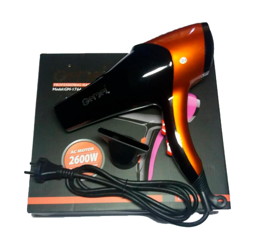 Профессиональный фен Gemei GM 1766, мощность 2600W, 3 скорости, 3 режима нагрева,фен бытовой, отличный товар
Профессиональный фен Gemei GM 1766, мощность 2600W, 3 скорости, 3 режима нагрева,фен бытовой, отличный товар