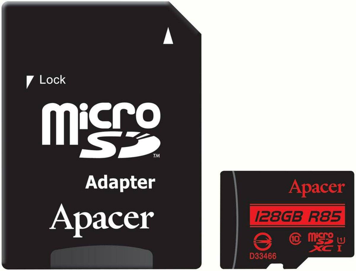 Карта памяти 128 Гб | Apacer 128Gb | Тип microSDXC | class 10 R85MB/s (adapter SD)