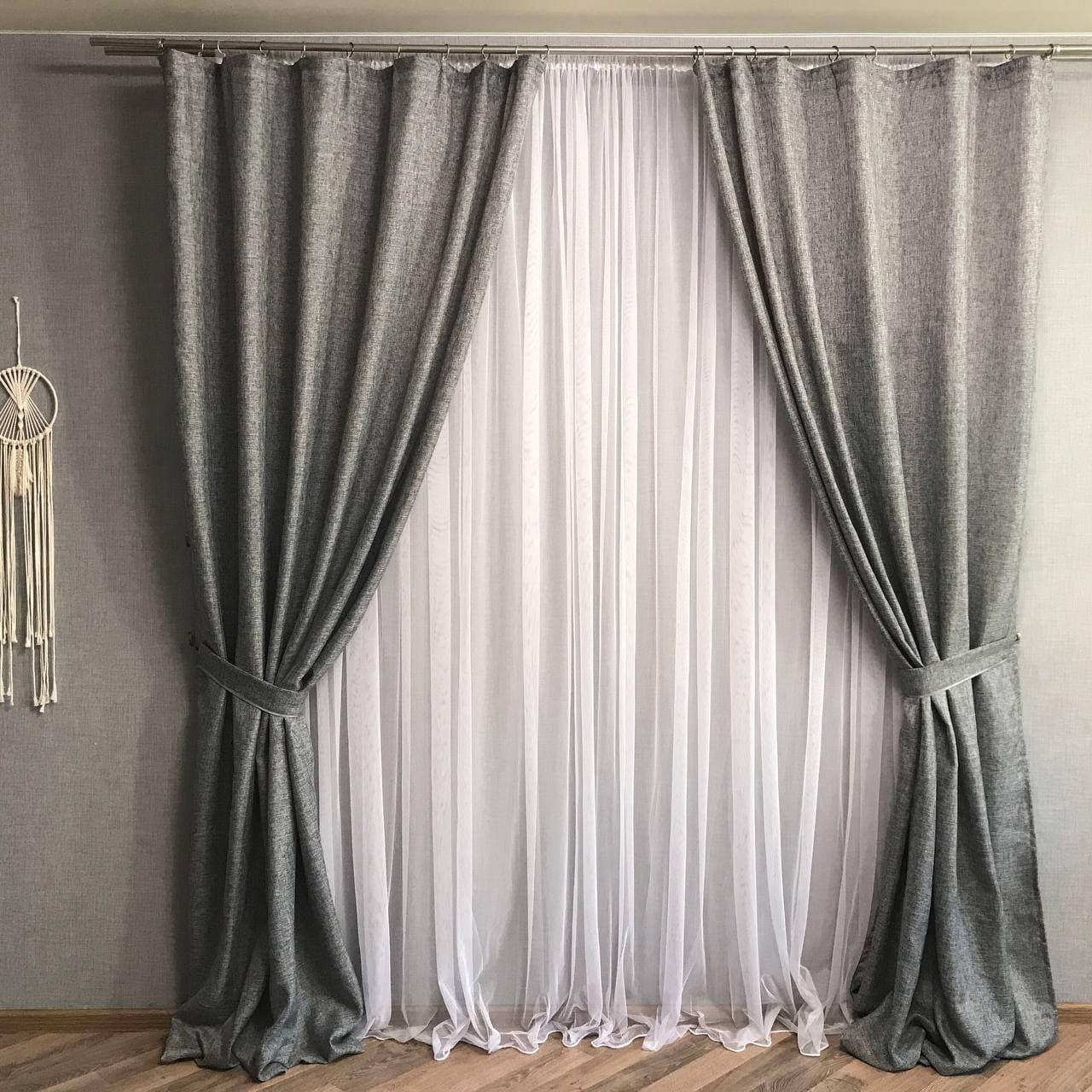 Комплект однотонных льняных штор 150x270 cm (2 шт) ALBO Графитовые (SH-M1-12), Темно-серый
Комплект однотонных льняных штор 150x270 cm (2 шт) ALBO Графитовые (SH-M1-12), Темно-серый