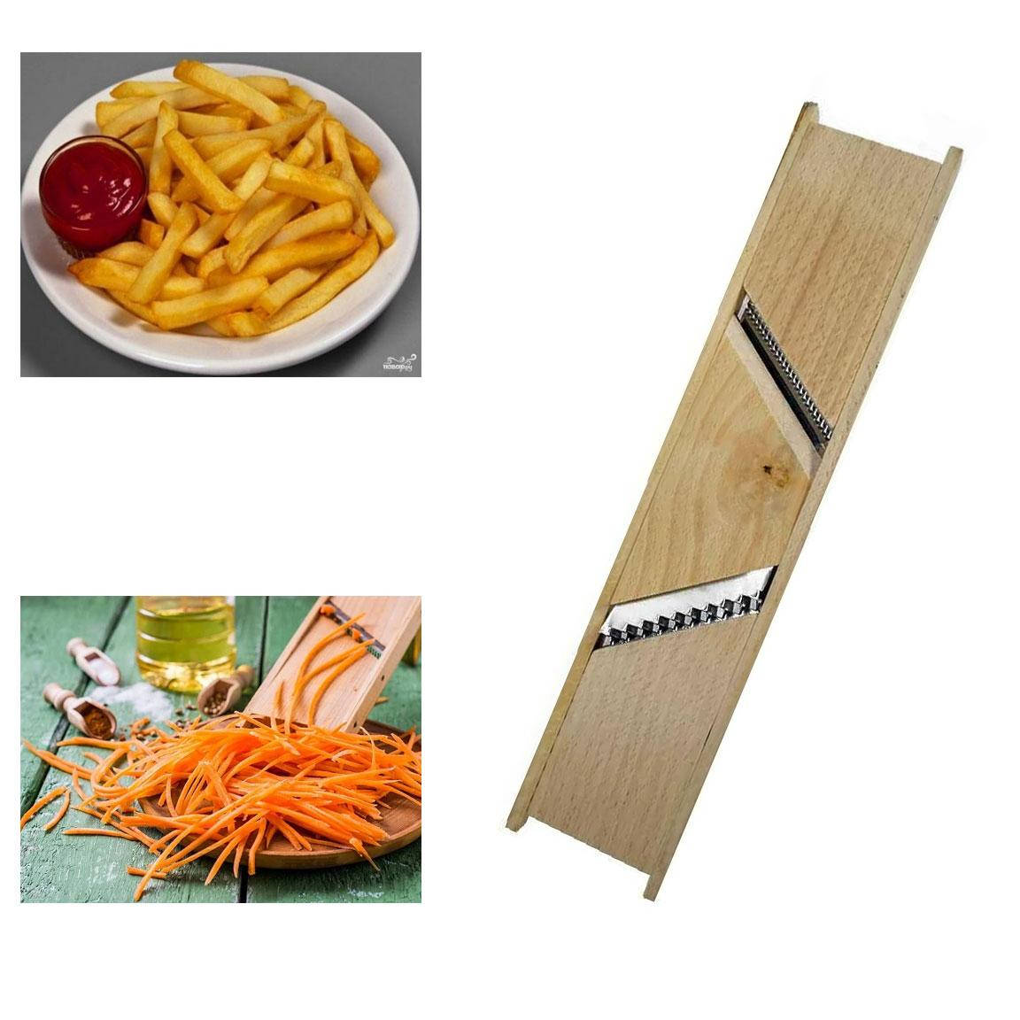 Терка для корейской морковки и картошки фри с двумя лезвиями 2 в 1 Wood&Steel (6.5*37 см)
Терка для корейской морковки и картошки фри с двумя лезвиями 2 в 1 Wood&Steel (6.5*37 см)