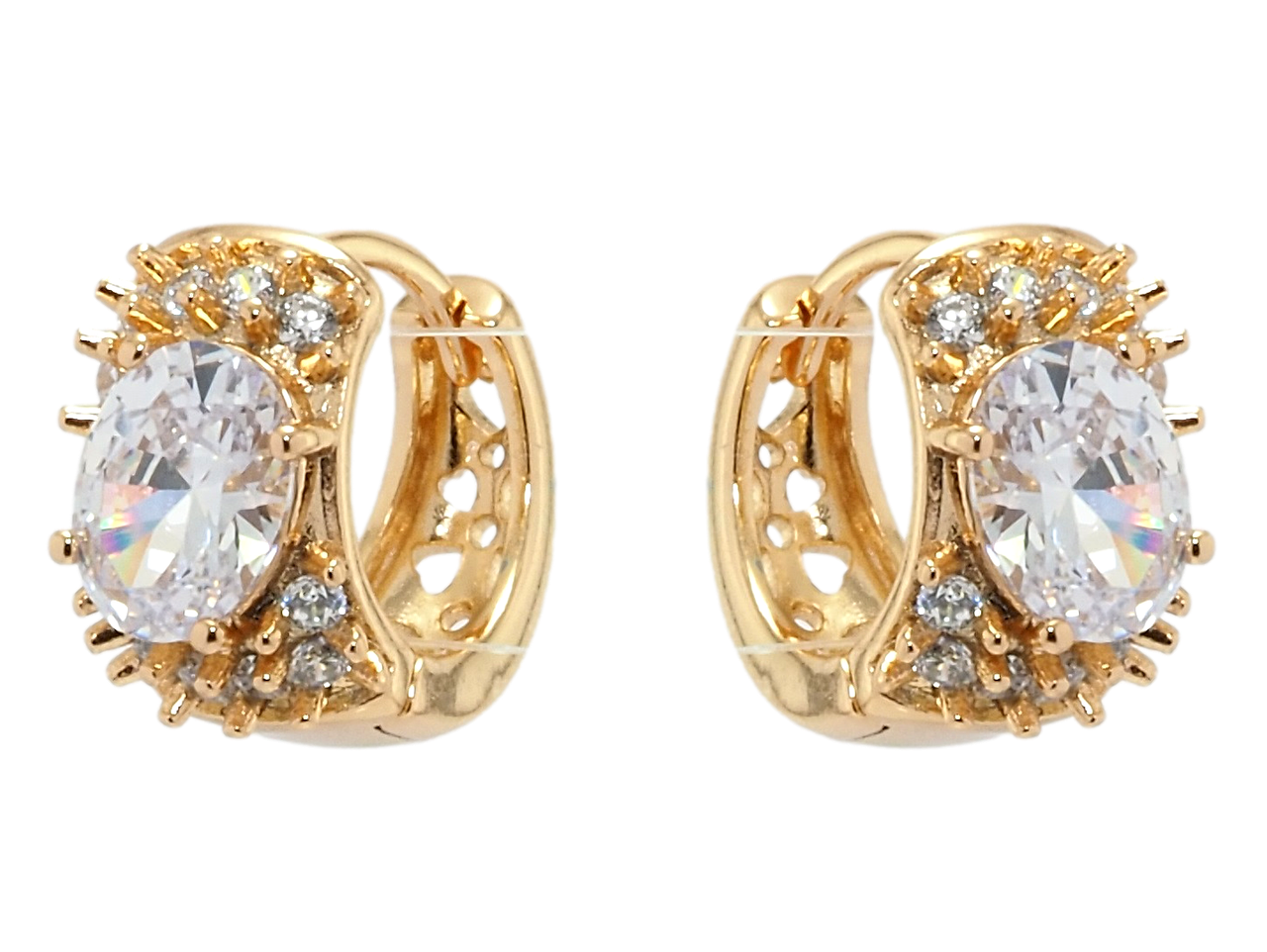 Серьги Xuping Позолота 18K колечки "Ежики с белым фианитом"