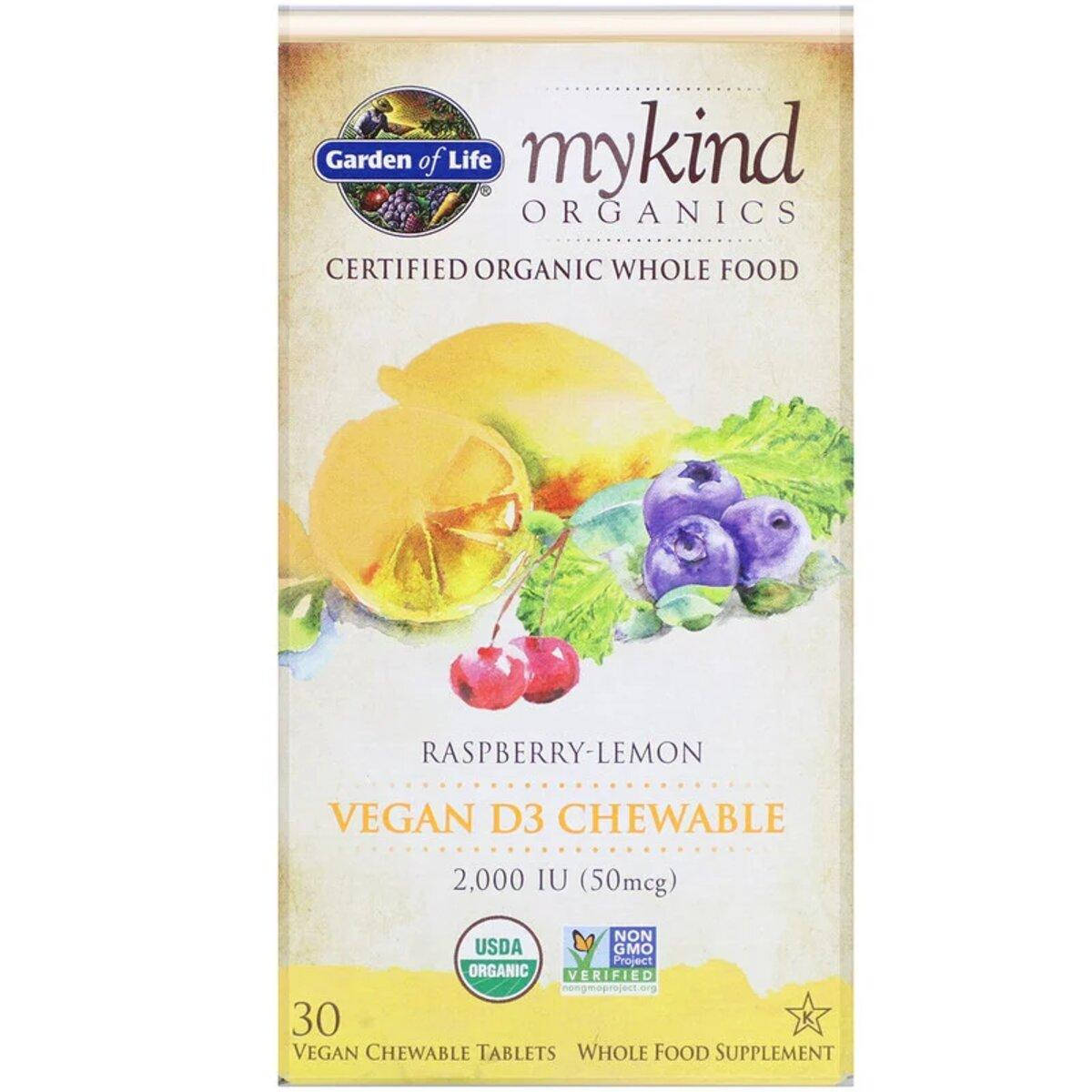 Витамин D3, 2000 МЕ, малиново-лимонный вкус, MyKind Organics, Garden of Life, 30 жевательных веганских
Витамин D3, 2000 МЕ, малиново-лимонный вкус, MyKind Organics, Garden of Life, 30 жевательных веганских