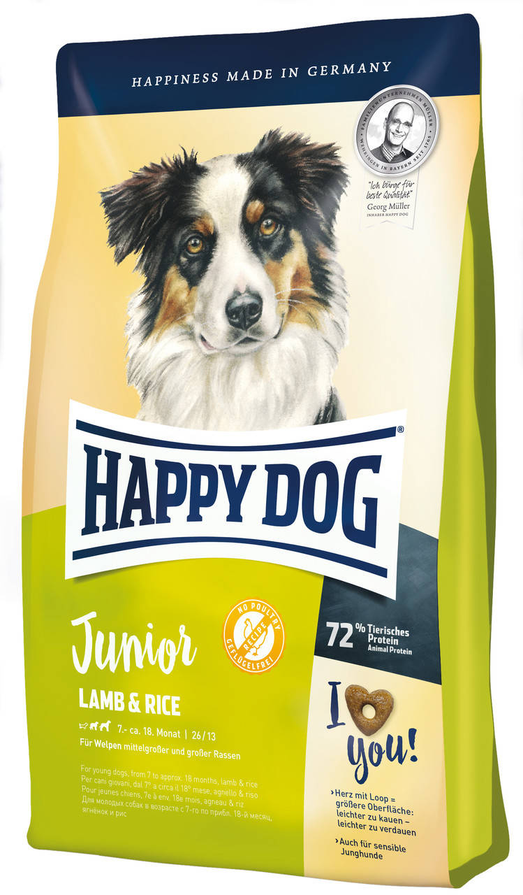 Happy Dog Junior Lamb Rice (Хэппи Дог Джуниор Ягненок Рис) сухой корм для больших и средних щенков 7-18 мес.
Happy Dog Junior Lamb Rice (Хэппи Дог Джуниор Ягненок Рис) сухой корм для больших и средних щенков 7-18 мес.