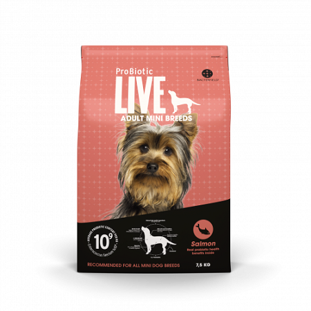 Bacterfield ProBiotic Live Adult Mini Breeds Salmon Сухий корм для собак малих порід з лососем 7.5 кг
Bacterfield ProBiotic Live Adult Mini Breeds Salmon Сухий корм для собак малих порід з лососем 7.5 кг