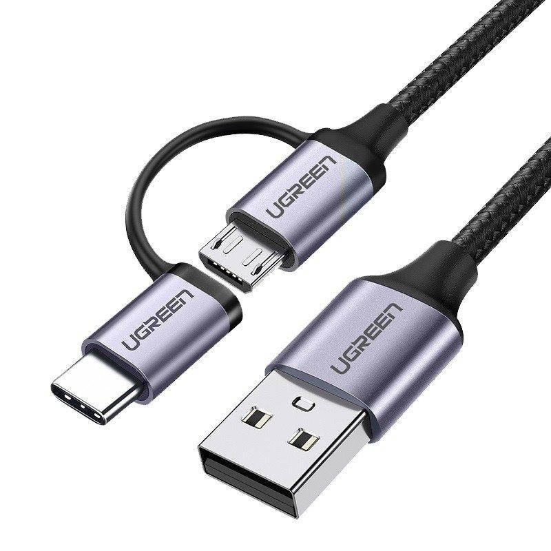 Кабель зарядный Ugreen Micro USB 2.4A + Type-C 3A с алюминиевым корпусом 1М Black (US177), Черный
Кабель зарядный Ugreen Micro USB 2.4A + Type-C 3A с алюминиевым корпусом 1М Black (US177), Черный