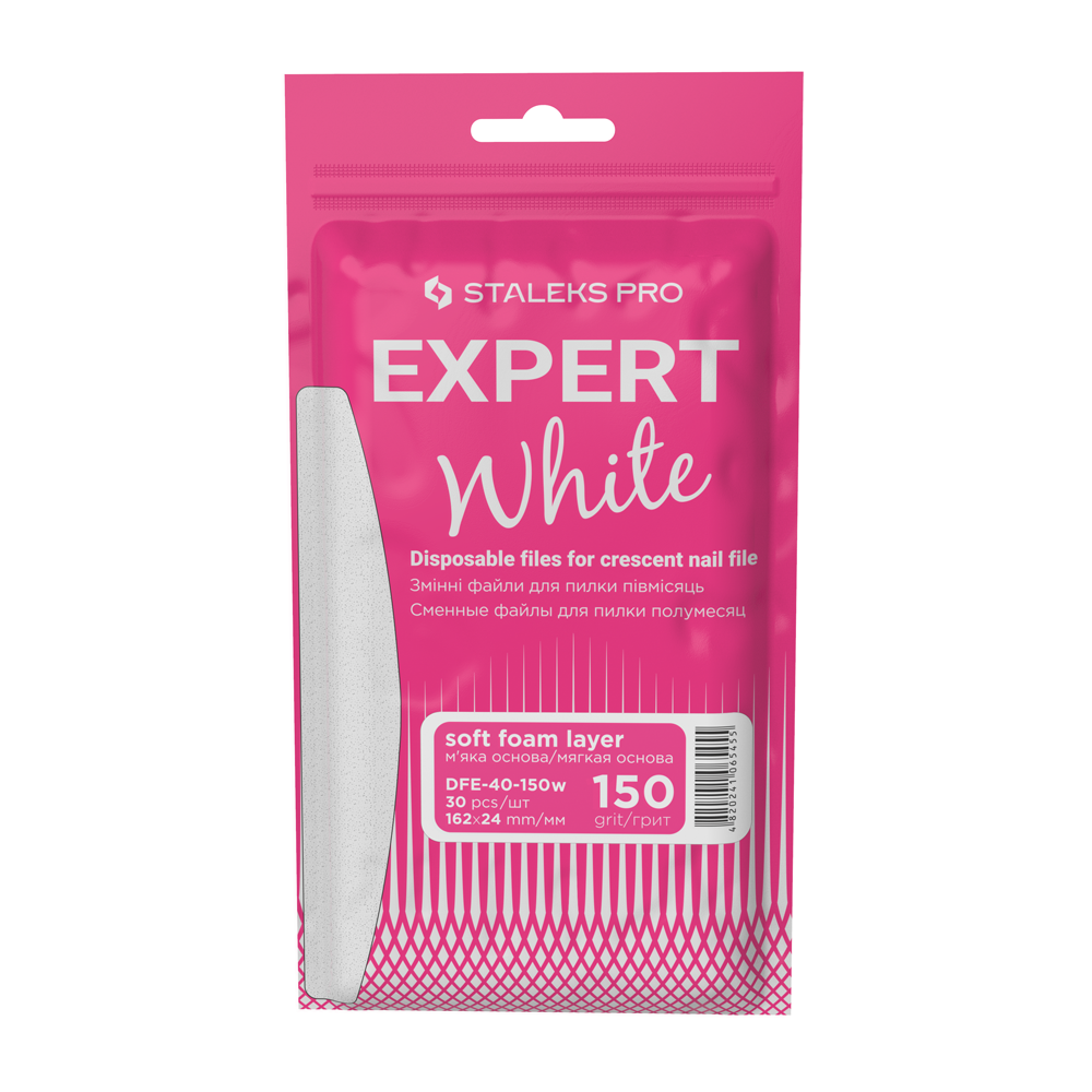 Сменные белые файлы для пилки полумесяц на мягкой основе 150 грит STALEKS PRO EXPERT 40 30 шт
Сменные белые файлы для пилки полумесяц на мягкой основе 150 грит STALEKS PRO EXPERT 40 30 шт