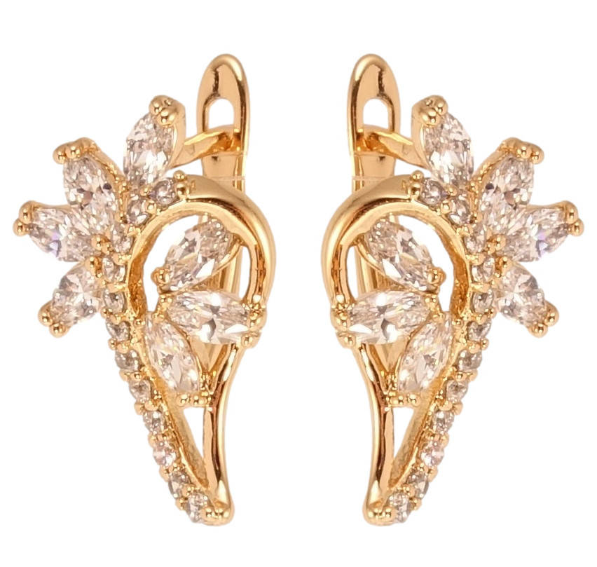 Серьги Xuping Позолота 18K английский замок "Искристая утонченность"