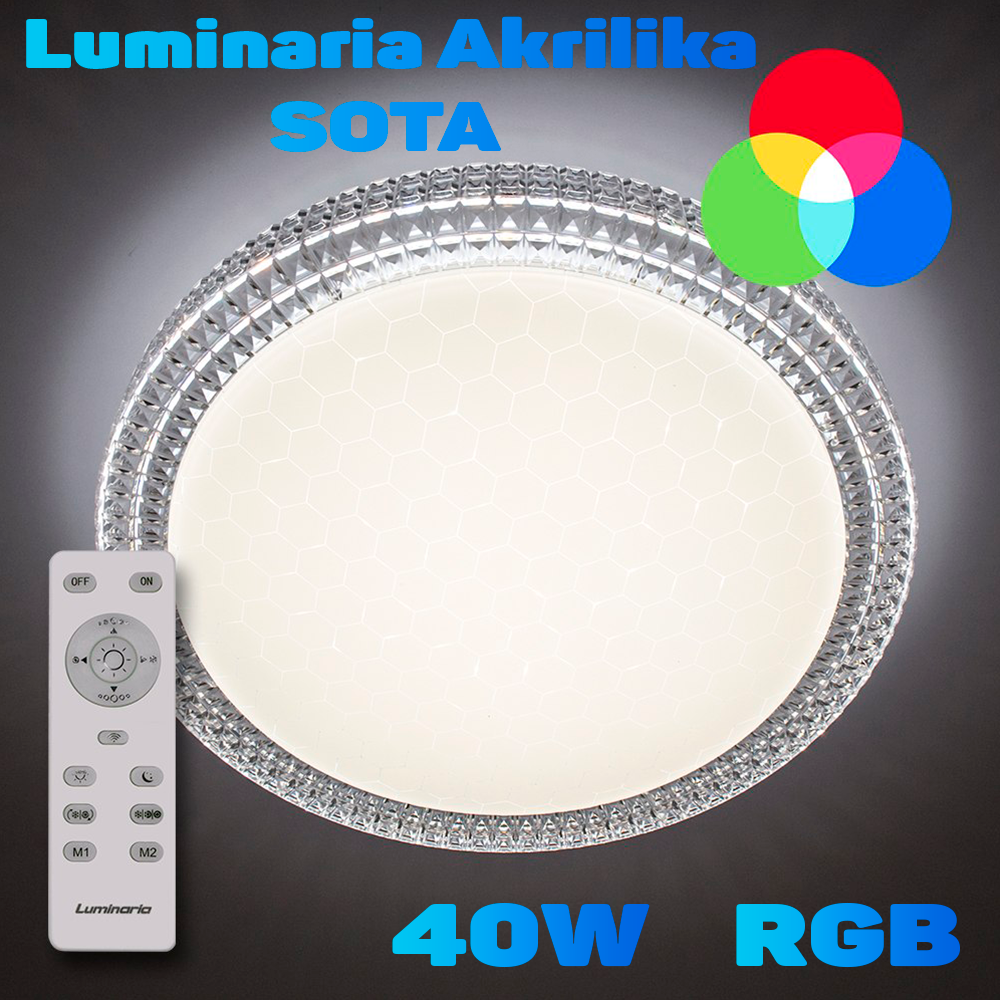 Потолочный светодиодный светильник с пультом ДУ LUMINARIA AKRILIKA SOTA 40W RGB R405 CLEAR/SHINY 220V IP20, Белый
Потолочный светодиодный светильник с пультом ДУ LUMINARIA AKRILIKA SOTA 40W RGB R405 CLEAR/SHINY 220V IP20, Белый