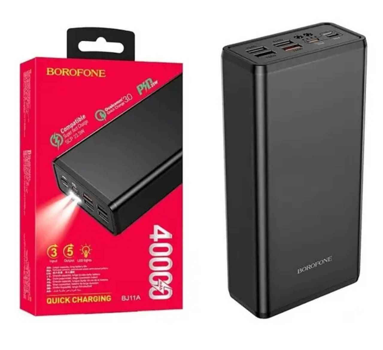 Павербанк Borofone 22.5W Quick Charge 40000mAh 4xUSB/2xType-C/1xLightning, PD/QC 3.0, 3A
Павербанк Borofone 22.5W Quick Charge 40000mAh 4xUSB/2xType-C/1xLightning, PD/QC 3.0, 3A