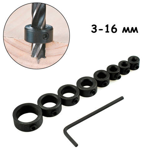 Ограничители глубины сверления для сверл 8шт 3-16мм погружения
Ограничители глубины сверления для сверл 8шт 3-16мм погружения