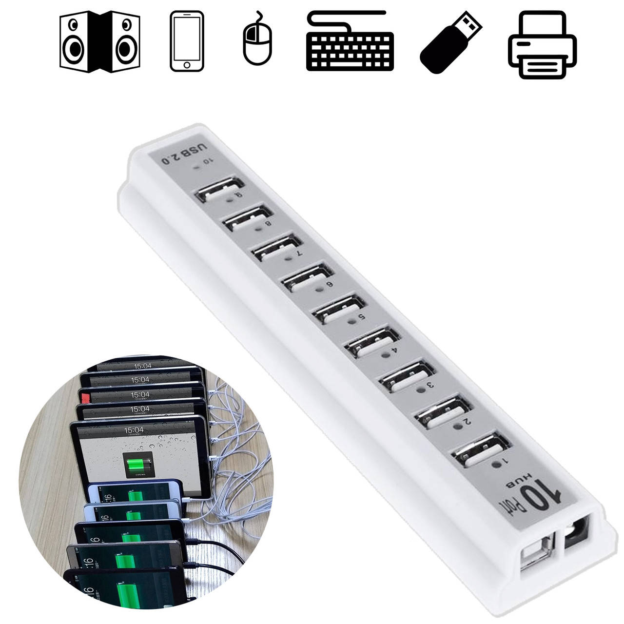USB HUB на 10 портов Активный хаб-переходник Digital USB 2.0 с блоком питания Хаб разветвитель 480 Мбит FED
USB HUB на 10 портов Активный хаб-переходник Digital USB 2.0 с блоком питания Хаб разветвитель 480 Мбит FED