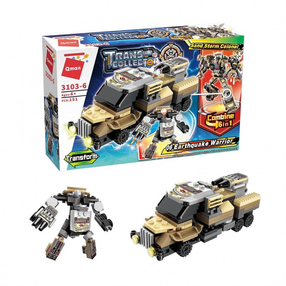 Конструктор Qman трансформер 2 в 1 Воин землетрясение Trans Collector: Sand Storm Colonel 151 деталь 3103-6, Разные цвета
Конструктор Qman трансформер 2 в 1 Воин землетрясение Trans Collector: Sand Storm Colonel 151 деталь 3103-6, Разные цвета