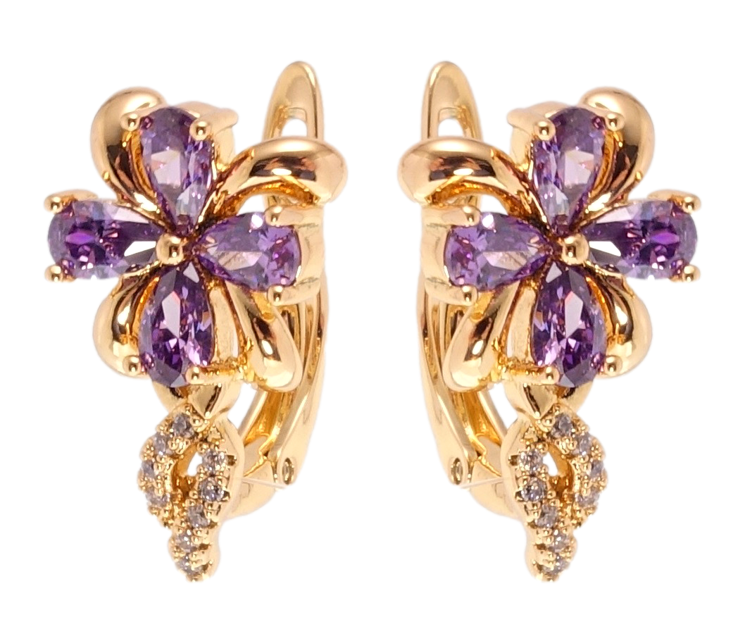 Серьги Xuping Позолота 18K английский замок "Цветочки с сиреневыми фианитами"
Серьги Xuping Позолота 18K английский замок "Цветочки с сиреневыми фианитами"