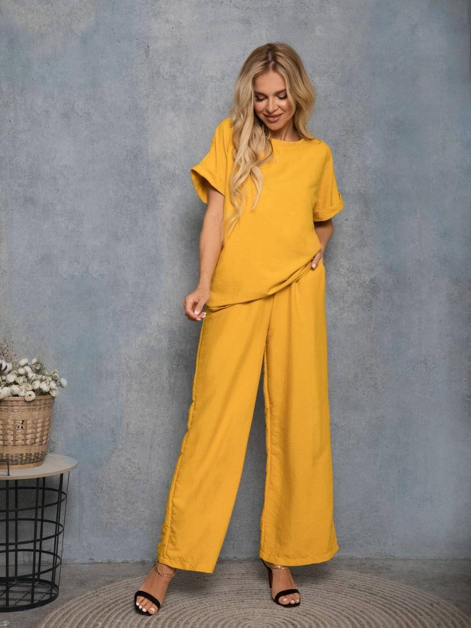 Женский прогулочный костюм на лето двойка брюки и футболка (S, M, L, XL, XXL, 3XL) (цвета в описании) Горчичный, 3XL
Женский прогулочный костюм на лето двойка брюки и футболка (S, M, L, XL, XXL, 3XL) (цвета в описании) Горчичный, 3XL
