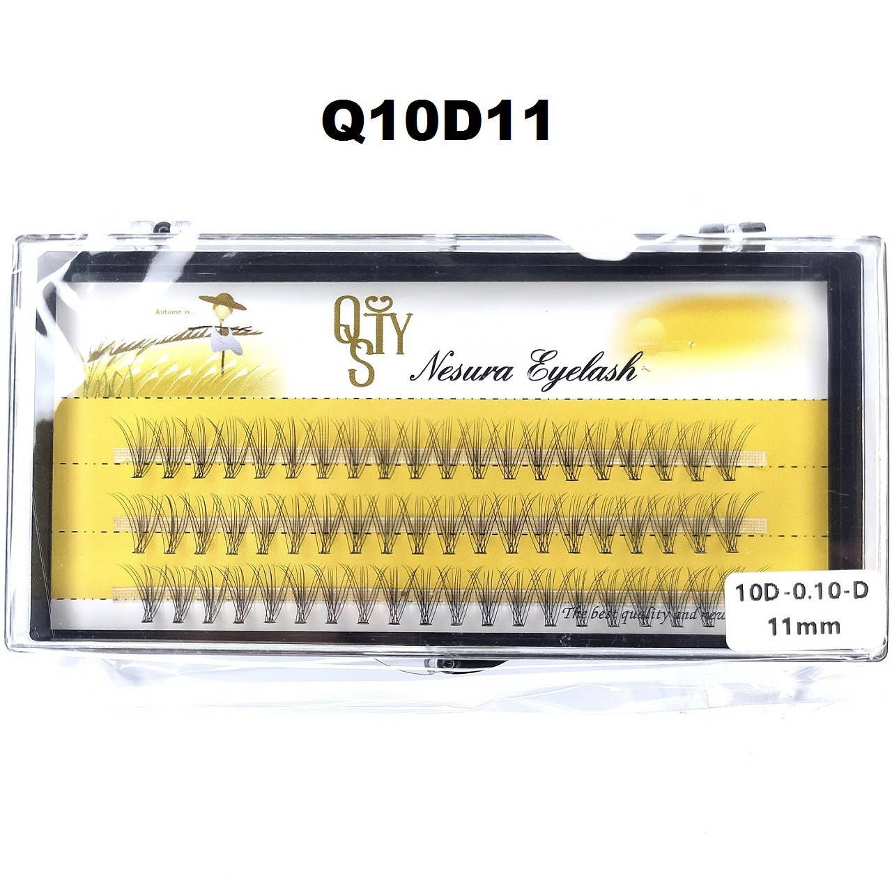 Ресницы QSTY Nesura Eyelash 10D, 11 мм, изгиб D, 0,10, 60 пучков Несура пучки безузелковые, Черный
Ресницы QSTY Nesura Eyelash 10D, 11 мм, изгиб D, 0,10, 60 пучков Несура пучки безузелковые, Черный