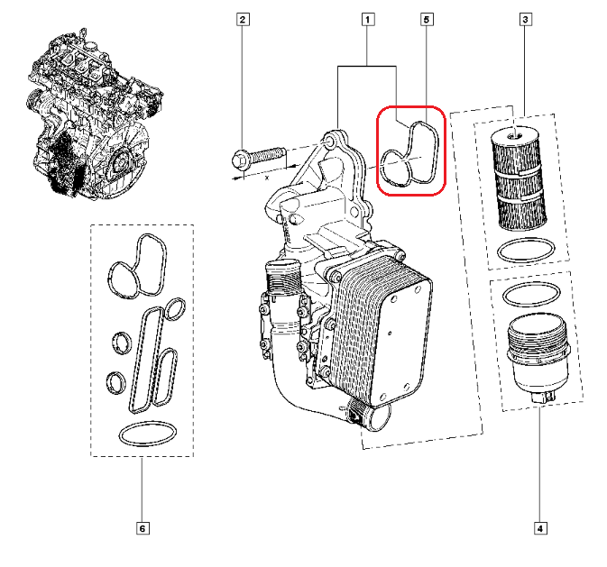Прокладка корпуса масляного фильтра на Рено Мастер III 2.3dCi 2010> Renault (оригинал) 7701070061
Прокладка корпуса масляного фильтра на Рено Мастер III 2.3dCi 2010> Renault (оригинал) 7701070061