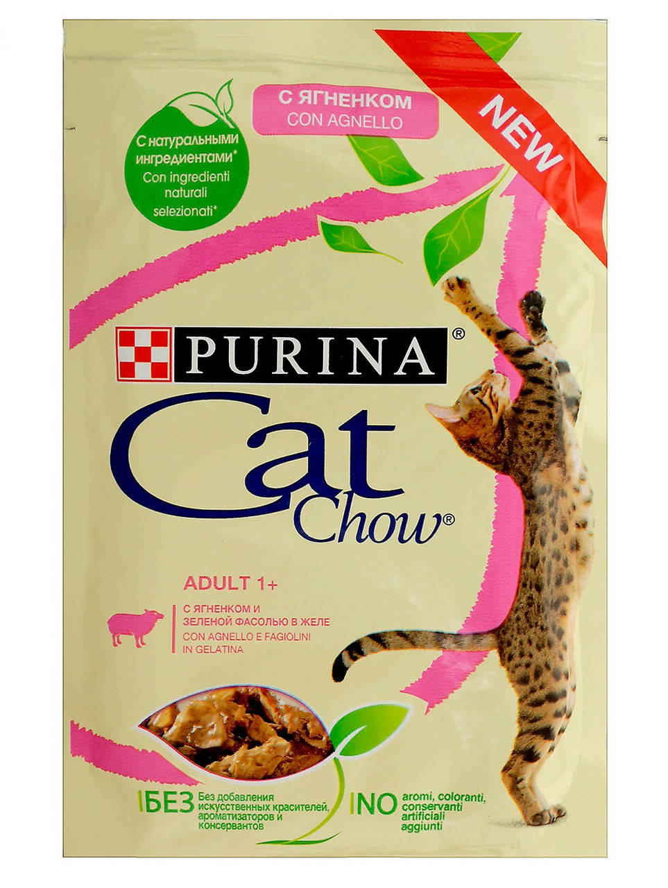 Cat Chow (Кэт Чау) Adult Консервы для взрослых кошек с ягненком и зеленой фасолью в желе, 85г
Cat Chow (Кэт Чау) Adult Консервы для взрослых кошек с ягненком и зеленой фасолью в желе, 85г