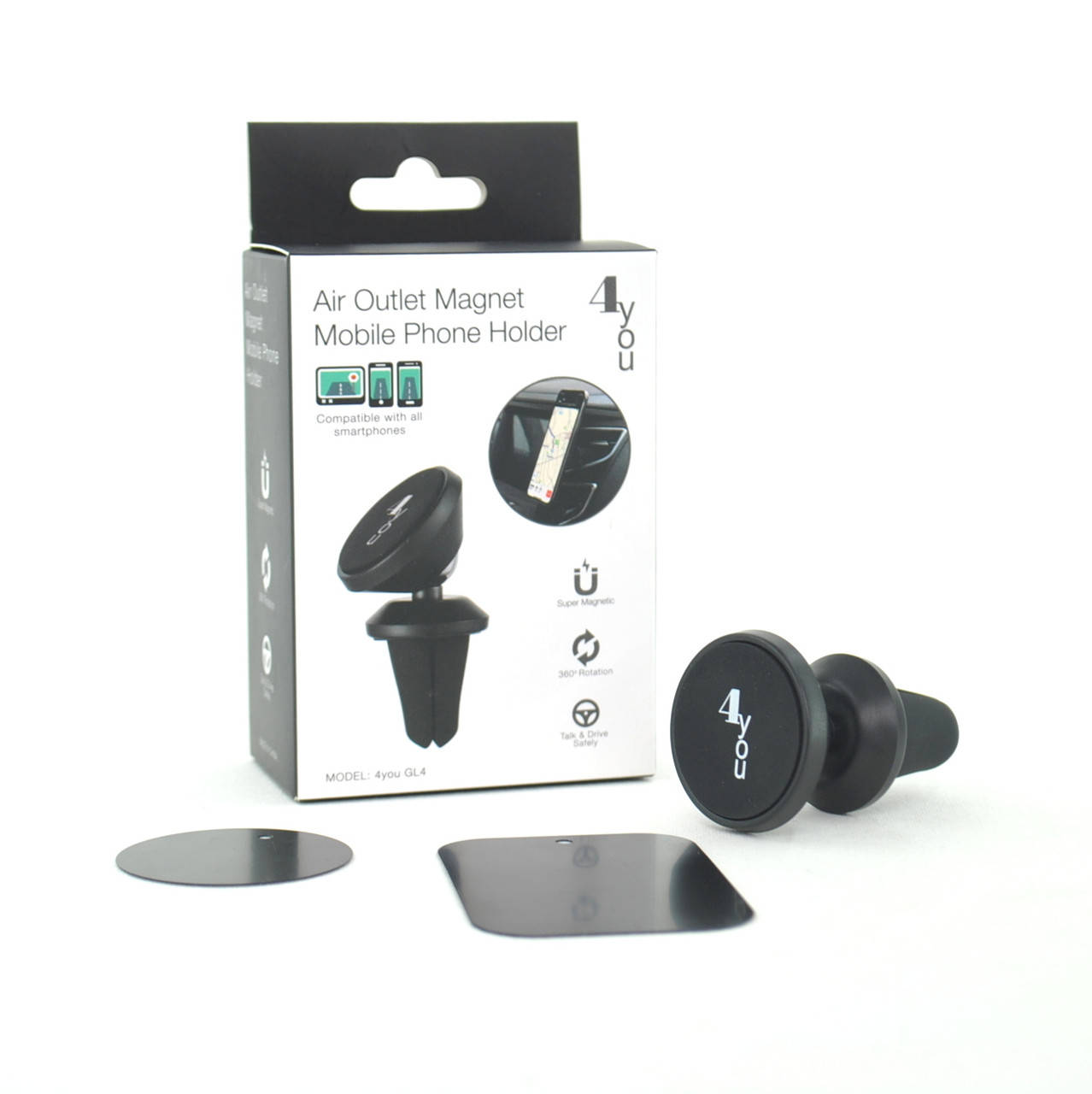 Держатель для телефона в авто Holder 4you GL4 Black (в воздуховод, мощный магнит 360°), Черный
Держатель для телефона в авто Holder 4you GL4 Black (в воздуховод, мощный магнит 360°), Черный