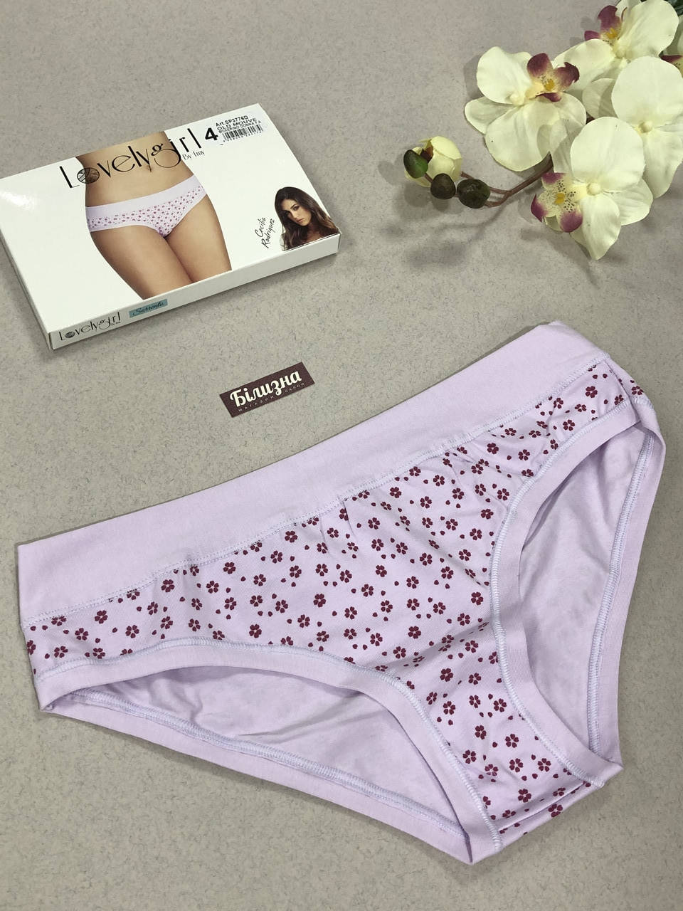 Трусики женские хлопковые Lovelygirl мод.3776, Фиолетовый 
Трусики женские хлопковые Lovelygirl мод.3776, Фиолетовый