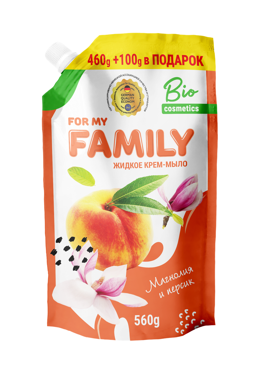 Жидкое крем-мыло For my FAMILY "Магнолия и персик" 560г (DOYPACK)
Жидкое крем-мыло For my FAMILY "Магнолия и персик" 560г (DOYPACK)
