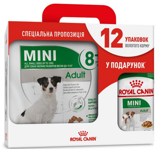 Royal Canin Mini Adult +8 корм для собак мини пород старше 8 лет 4кг + 12 паучей в подарок
Royal Canin Mini Adult +8 корм для собак мини пород старше 8 лет 4кг + 12 паучей в подарок