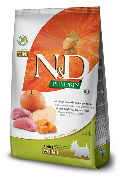 N&D GRAIN FREE PUMPKIN DOG BOAR & APPLE ADULT MINI 2,5 KG Беззерновой сухой корм для собак мелких пород
N&D GRAIN FREE PUMPKIN DOG BOAR & APPLE ADULT MINI 2,5 KG Беззерновой сухой корм для собак мелких пород