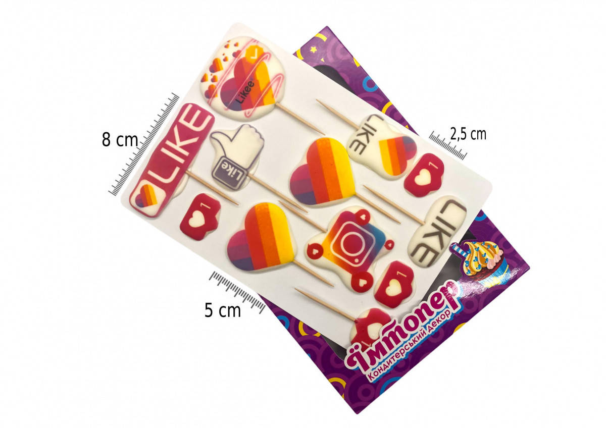 Набор сахарных топперов Like
Набор сахарных топперов Like