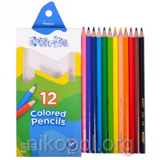 Набор цветных карандашей MARCO Colorite 1100-12CB, 12 цветов, Разные цвета
