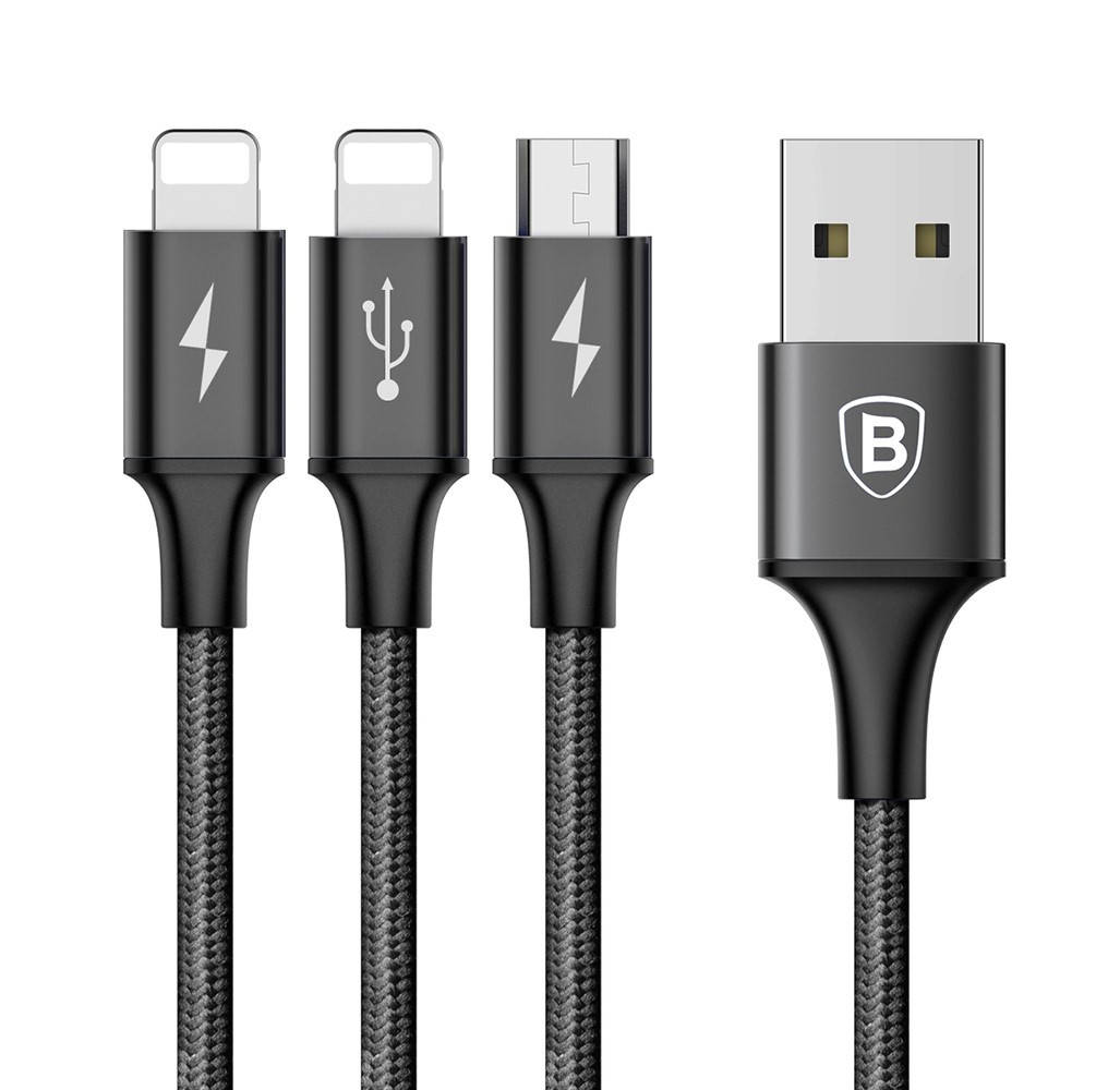 Кабель для зарядки телефона/ смартфона 3в1 Baseus USB-Micro + 2хLightning 3А 1.2 м Черный (CAMLL-SU01)
Кабель для зарядки телефона/ смартфона 3в1 Baseus USB-Micro + 2хLightning 3А 1.2 м Черный (CAMLL-SU01)