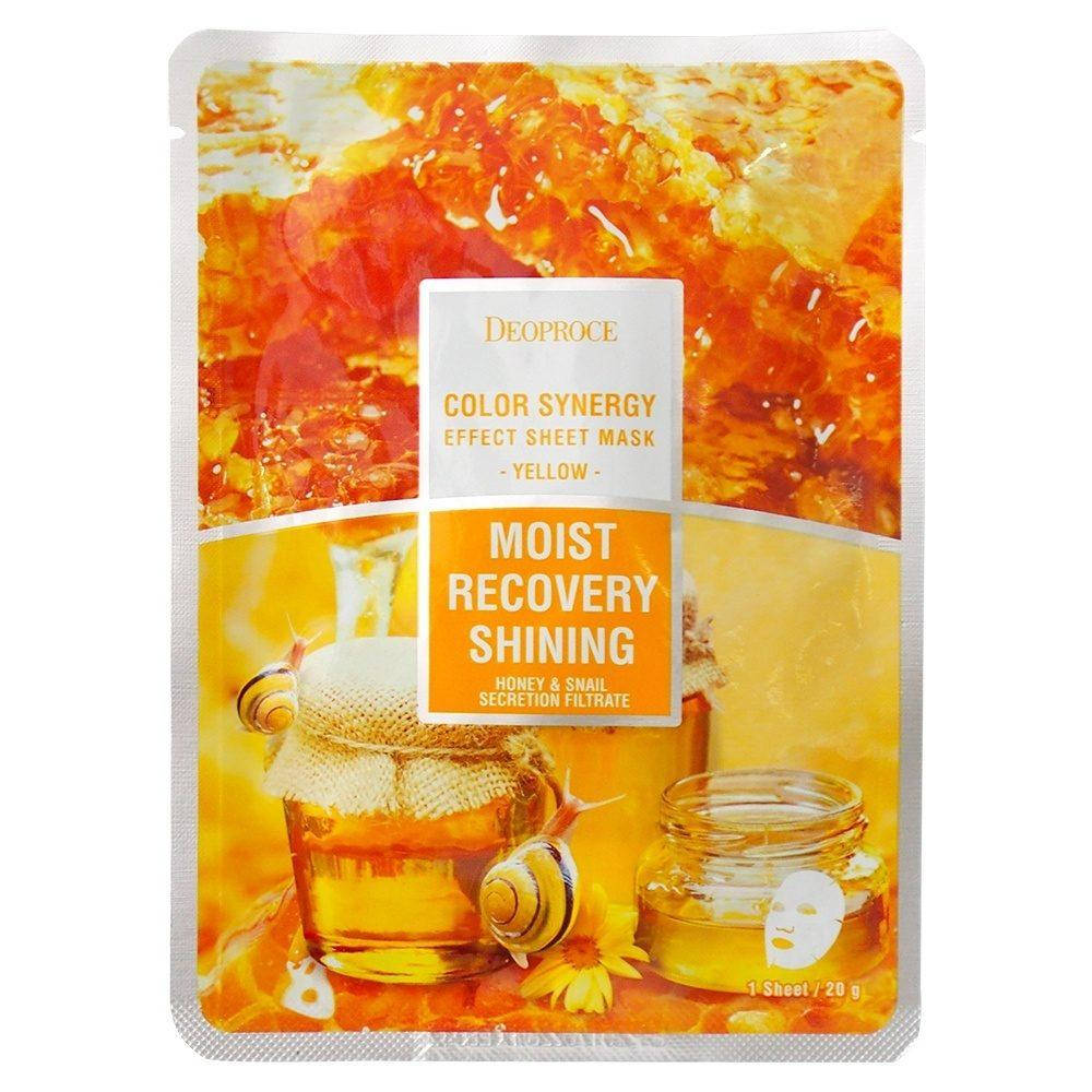 Тканевая маска для лица Deoproce Color Synergy Effect Sheet Mask Жёлтая (фильтрата улитки и мед) 20 г
Тканевая маска для лица Deoproce Color Synergy Effect Sheet Mask Жёлтая (фильтрата улитки и мед) 20 г