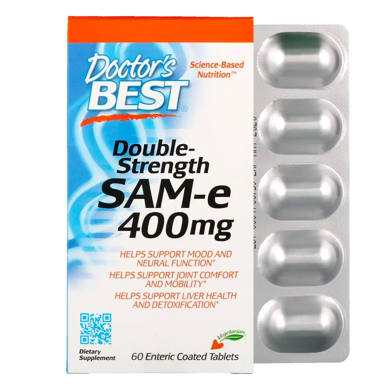 Doctor's Best, SAM-e, Double Strength, 400 мг, 60 таблетки, покрытые желудочно-резистентной оболочкой купить
Doctor's Best, SAM-e, Double Strength, 400 мг, 60 таблетки, покрытые желудочно-резистентной оболочкой купить