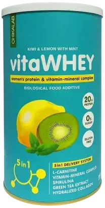 Протеиновый витаминно-минеральный коктейль Chikalab VitaWhey вкус Киви-Лимон-Мята (462 граммa)
Протеиновый витаминно-минеральный коктейль Chikalab VitaWhey вкус Киви-Лимон-Мята (462 граммa)