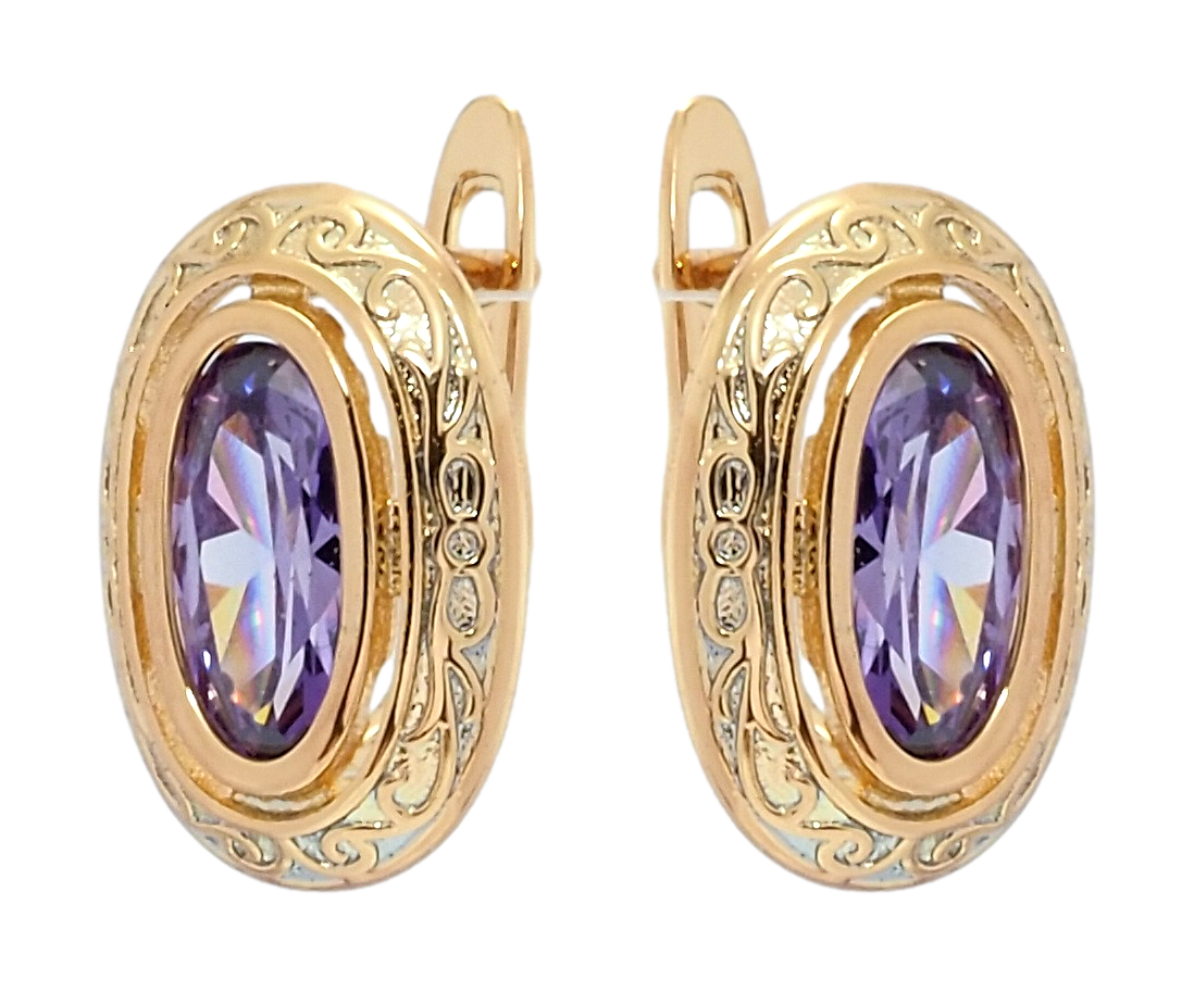 Серьги Xuping Позолота 18K английский замок "Сиреневые фианиты в декоративной оправе" 
Серьги Xuping Позолота 18K английский замок "Сиреневые фианиты в декоративной оправе"