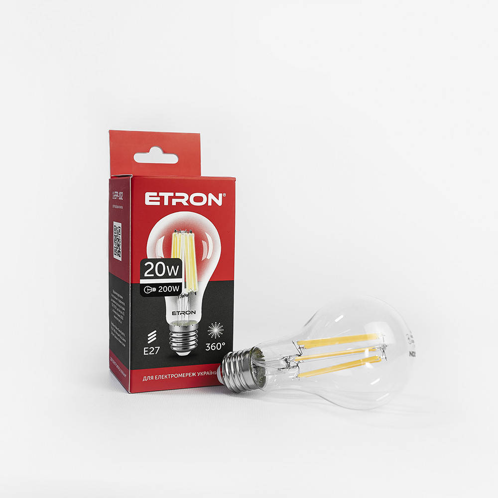 LED лампа ETRON Filament 1-EFP-102 A65 20W 4200K E27 прозоре скло
LED лампа ETRON Filament 1-EFP-102 A65 20W 4200K E27 прозоре скло