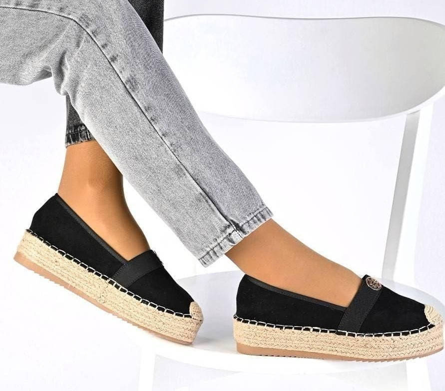 Балетки женские. Эспадрильи чёрные экозамш
Балетки женские. Эспадрильи чёрные экозамш