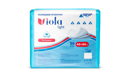 Пеленки гигиенические "Віола" light 40 х 60 см 30 шт 
Пеленки гигиенические "Віола" light 40 х 60 см 30 шт